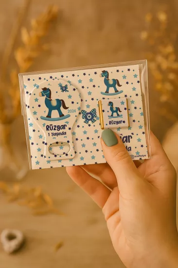 Çikolatalı Balon Açacak Magnet | Bebek Magnetleri