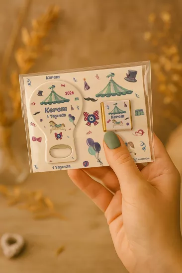 Çikolatalı Balon Açacak Magnet | Bebek Magnetleri