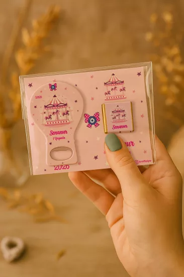 Çikolatalı Balon Açacak Magnet | Bebek Magnetleri