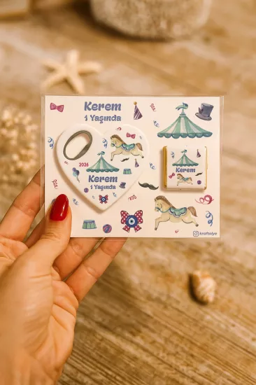 Çikolatalı Kalp Açacak Magnet | Yeni Doğan, Doğum Günü, Baby Shower Hediyesi