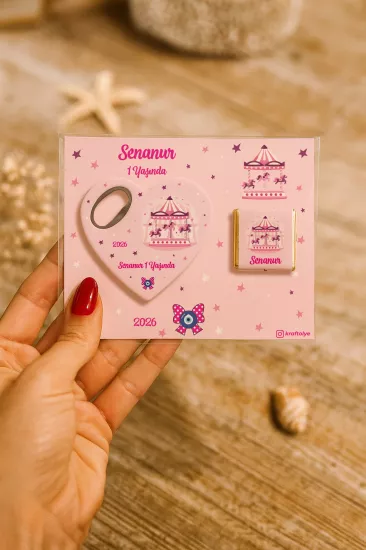 Çikolatalı Kalp Açacak Magnet | Yeni Doğan, Doğum Günü, Baby Shower Hediyesi