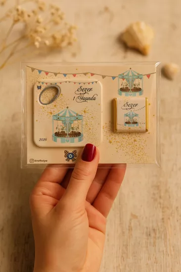 Çikolatalı Kare Bardak Altlığı Açacak Magnet