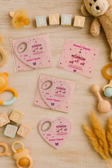 Kartlı Kalp Açacak Magnet | Bebek & Özel Gün Hediyesi