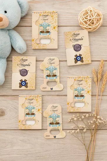 Mühürlü Kutulu 1 Yaş Açacak Magnet | Kişiye Özel Bebek Hediyesi