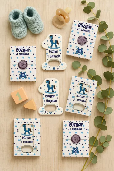 Mühürlü Kutulu 1 Yaş Açacak Magnet | Kişiye Özel Bebek Hediyesi