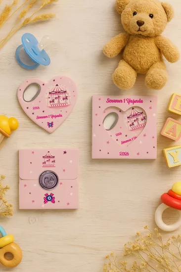 Mühürlü Kutulu Kalp Açacak Magnet | Baby Shower, Yeni Doğan ve Özel Gün Hediyesi