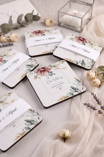 Ahşap Bardak Altlığı | Nikah ve Nişan Hediyesi
