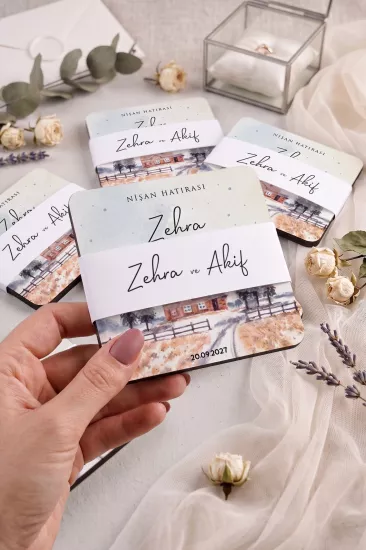 Ahşap Bardak Altlığı | Nikah ve Nişan Hediyesi