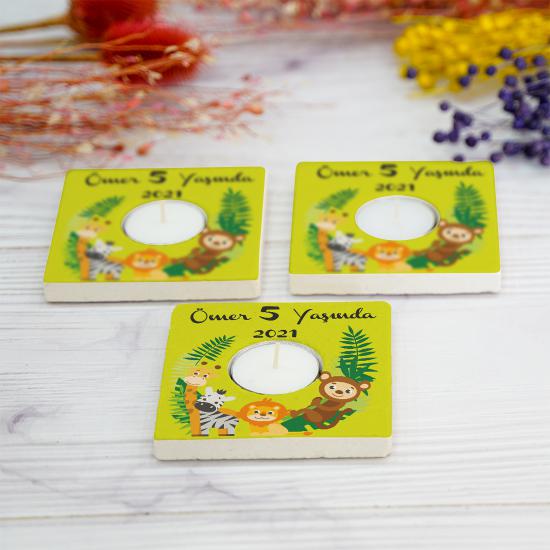 Doğumgünü Babyshower Yenidoğan Bebek Doğal Taş Mumluk