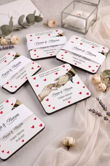 Ahşap Bardak Altlığı | Nikah ve Nişan Hediyesi