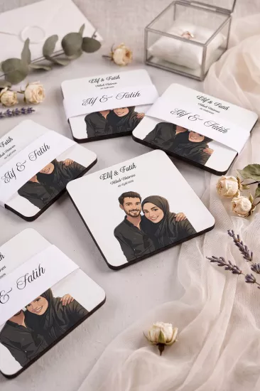 Ahşap Bardak Altlığı | Nikah ve Nişan Hediyesi