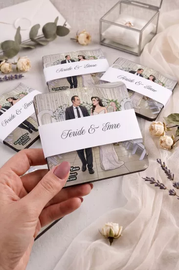 Ahşap Bardak Altlığı | Nikah ve Nişan Hediyesi