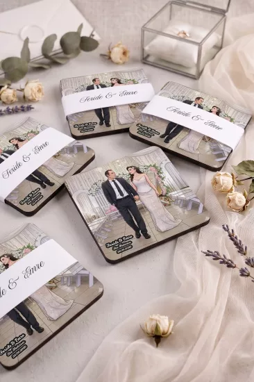 Ahşap Bardak Altlığı | Nikah ve Nişan Hediyesi