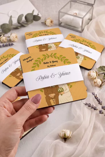 Ahşap Bardak Altlığı | Nikah ve Nişan Hediyesi