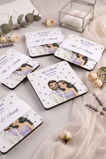 Ahşap Bardak Altlığı | Nikah ve Nişan Hediyesi