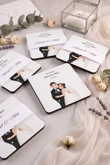 Ahşap Bardak Altlığı | Nikah ve Nişan Hediyesi