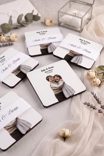 Ahşap Bardak Altlığı | Nikah ve Nişan Hediyesi