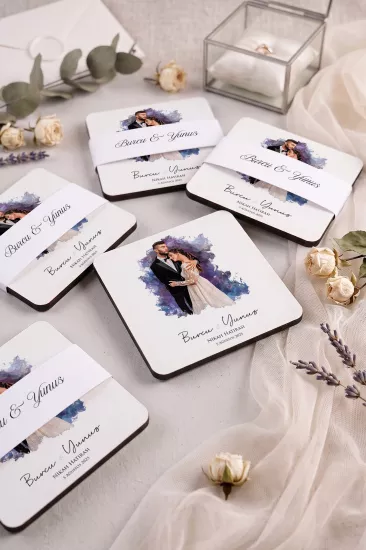 Ahşap Bardak Altlığı | Nikah ve Nişan Hediyesi