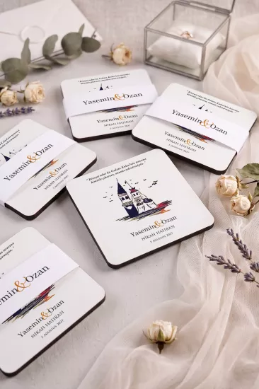 Ahşap Bardak Altlığı | Nikah ve Nişan Hediyesi