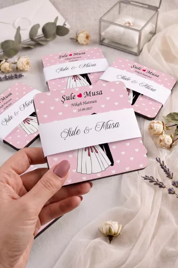 Ahşap Bardak Altlığı | Nikah ve Nişan Hediyesi