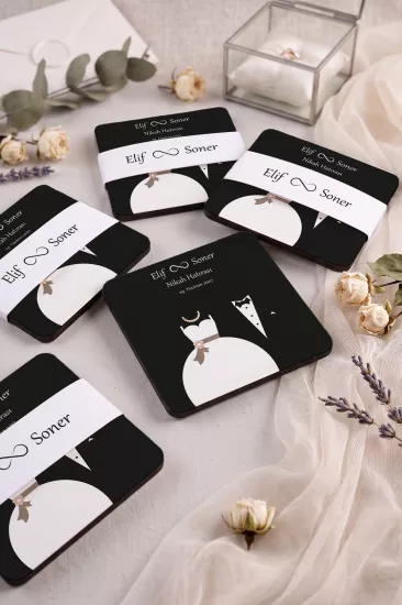 Ahşap Bardak Altlığı | Nikah ve Nişan Hediyesi
