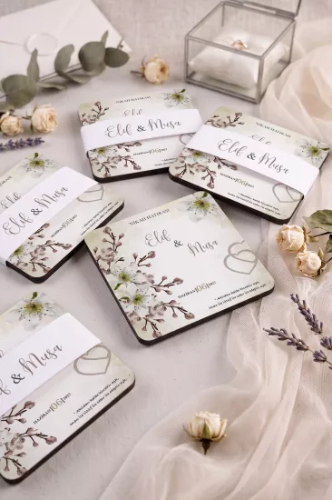 Ahşap Bardak Altlığı | Nikah ve Nişan Hediyesi