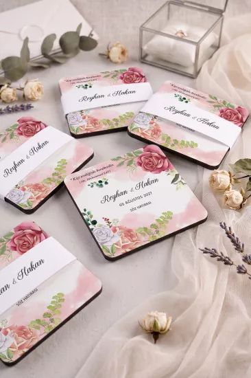 Ahşap Bardak Altlığı | Nikah ve Nişan Hediyesi