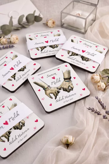 Ahşap Bardak Altlığı | Nikah ve Nişan Hediyesi