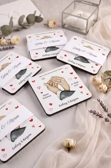 Ahşap Bardak Altlığı | Nikah ve Nişan Hediyesi