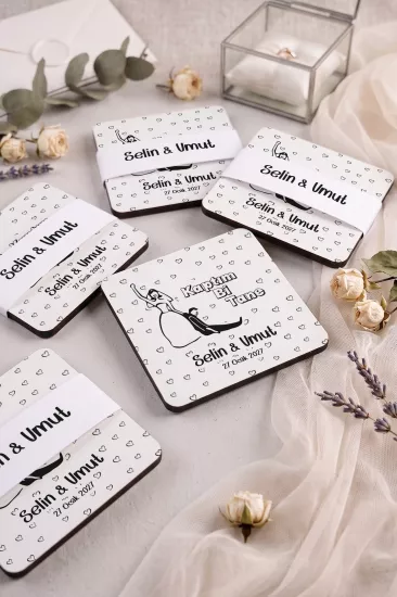Ahşap Bardak Altlığı | Nikah ve Nişan Hediyesi