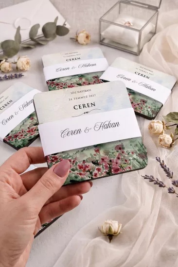 Ahşap Bardak Altlığı | Nikah ve Nişan Hediyesi