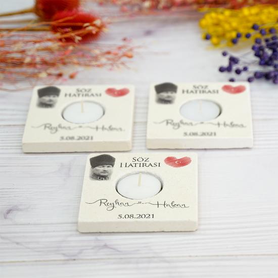 Nikah Nişan Düğün Kına Söz Doğal Taş Mumluk