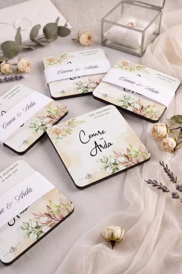 Ahşap Bardak Altlığı | Nikah ve Nişan Hediyesi