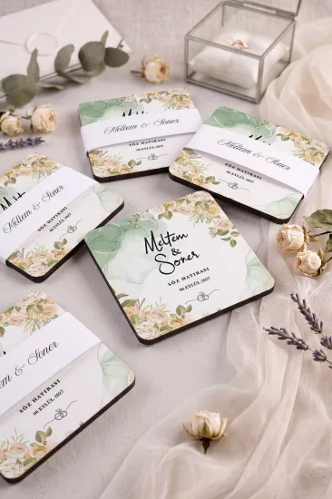 Ahşap Bardak Altlığı | Nikah ve Nişan Hediyesi