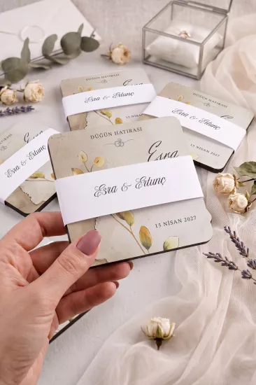 Ahşap Bardak Altlığı | Nikah ve Nişan Hediyesi