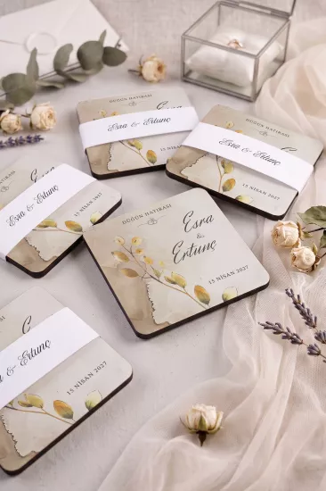 Ahşap Bardak Altlığı | Nikah ve Nişan Hediyesi