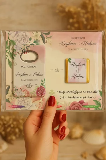 Kişiye Özel Çikolatalı Açacak Magnet – Söz, Kına, Nişan, Nikah, Düğün Hediyeliği