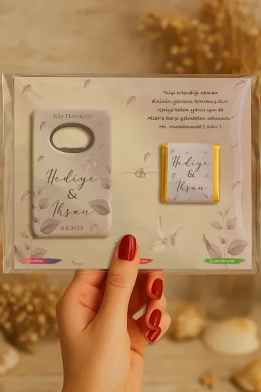 Kişiye Özel Çikolatalı Açacak Magnet – Söz, Kına, Nişan, Nikah, Düğün Hediyeliği