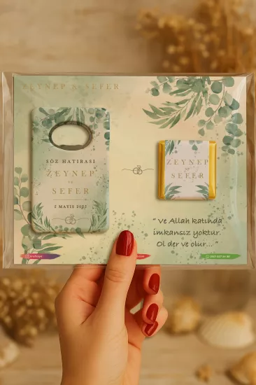Kişiye Özel Çikolatalı Açacak Magnet – Söz, Kına, Nişan, Nikah, Düğün Hediyeliği