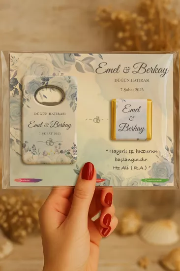 Kişiye Özel Çikolatalı Açacak Magnet – Söz, Kına, Nişan, Nikah, Düğün Hediyeliği