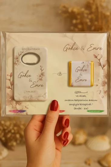 Kişiye Özel Çikolatalı Açacak Magnet – Söz, Kına, Nişan, Nikah, Düğün Hediyeliği