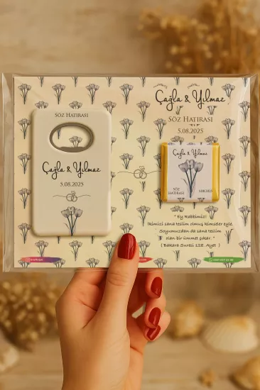 Kişiye Özel Çikolatalı Açacak Magnet – Söz, Kına, Nişan, Nikah, Düğün Hediyeliği