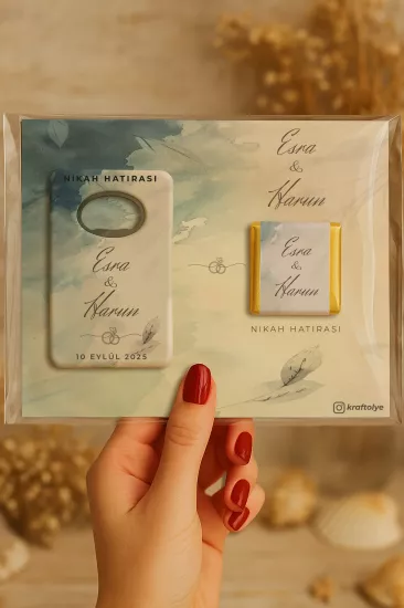 Kişiye Özel Çikolatalı Açacak Magnet – Söz, Kına, Nişan, Nikah, Düğün Hediyeliği