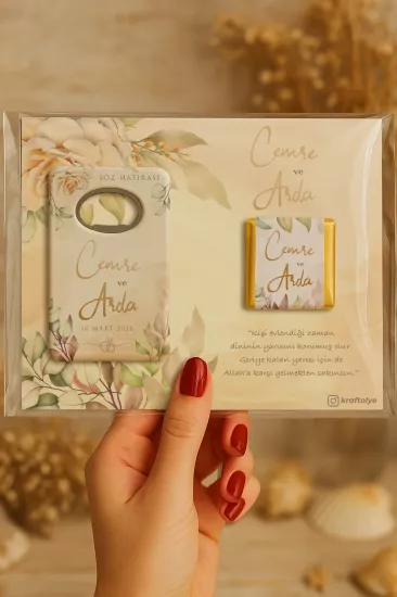 Kişiye Özel Çikolatalı Açacak Magnet – Söz, Kına, Nişan, Nikah, Düğün Hediyeliği