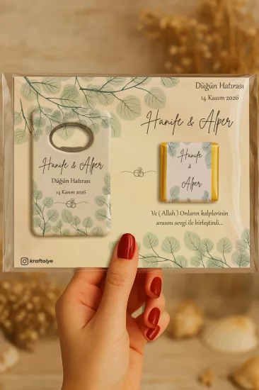 Kişiye Özel Çikolatalı Açacak Magnet – Söz, Kına, Nişan, Nikah, Düğün Hediyeliği