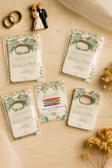 Nişan Nikah Düğün Hatırası Jelatin Kartlı Açacak Magnet – Kişiye Özel