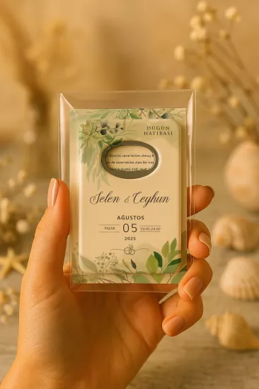 Nişan Nikah Düğün Hatırası Jelatin Kartlı Açacak Magnet – Kişiye Özel