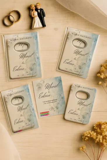 Nişan Nikah Düğün Hatırası Jelatin Kartlı Açacak Magnet – Kişiye Özel