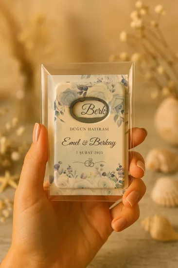 Nişan Nikah Düğün Hatırası Jelatin Kartlı Açacak Magnet – Kişiye Özel