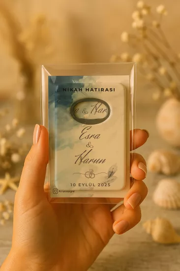 Nişan Nikah Düğün Hatırası Jelatin Kartlı Açacak Magnet – Kişiye Özel